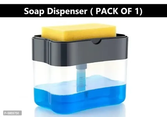 Womens first choice Kitchen Soap Dispenser Soap Pump Sponge Holder Plastic Liquid Soap Press Type Pump Dispenser ( PACK OF 1)-thumb0