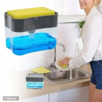 Womens first choice Kitchen Soap Dispenser Soap Pump Sponge Holder Plastic Liquid Soap Press Type Pump Dispenser ( PACK OF 2)-thumb5