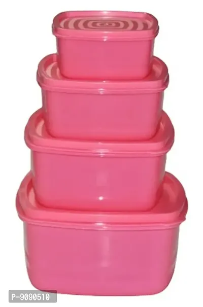 Airtight Plastic Storage Kitchen Container Grocery Jar Masala Box Idle for Food, Grain, Rice, Pasta, Spices Pack of 4, (250ML, 500 ML, 750 ML, 1350 ML), Pink