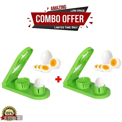 Chronicles Egg Slicer 2 in 1 Boiled Egg Cutter with Stainless Steel Cutting Wire, Kitchen Cooking Tool (Pack of 2, Multi Color)-thumb0