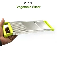 Stainless Steel Vegetable  Fruit Cutter | 2 in 1 Potato / Onion Slicer, Chopper, Cutter, Potato Chips Maker with Handle for Home Kitchen Random Color-thumb3