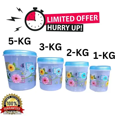 Plastic Storage Containers for Kitchen , Grossery Container , Storage Box 4Pcs blue flower design-thumb0