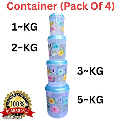 Plastic Storage Containers for Kitchen , Grossery Container , Storage Box 4Pcs blue flower design-thumb3