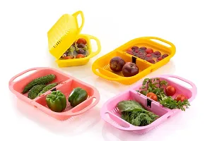 Multi-functional Washing Fruit Vegetables Draining Basket Strainer Bowl Drain Basket with Handle (Pack Of 1) Random Color-thumb2