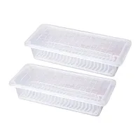 Food Storage Container, Fridge Organizer Case With Removable Drain Plate Stackable Storage Containers Keep Fresh For Storing Fish, Meat, Vegetables (Pack of 2)-thumb1