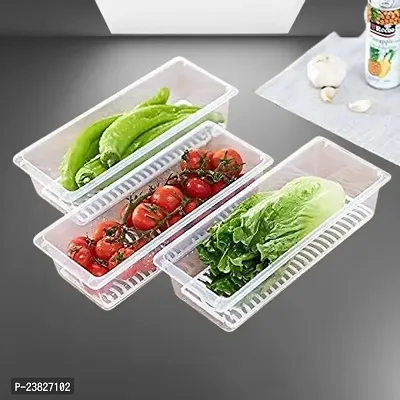 Pack of 6 - 1500ML Food Storage Container with Removable Drain Plate and Lid Fridge Storage Box Stackable Plastic Freezer Storage Containers To Keep Fresh for Meat, Fruits etc.(1500 Ml, Pack of 6, Tra