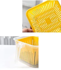 Fridge Storage Boxes Vegetable Basket For Fridge Containers For Home Storage With Plastic Drain Basket Refrigerator Storage Boxes Keep Fresh Fish Meat Vegetable Fruits 1000ml(Pack Of 4)-thumb4