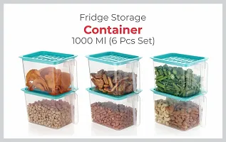 Fridge Storage Containers Jar Set Plastic Refrigerator Box With Handles And Unbreakable Kitchen Storage Vegetable Food Fruits Basket 1000 Ml Plastic Fridge Container Pack Of 6 Blue-thumb1
