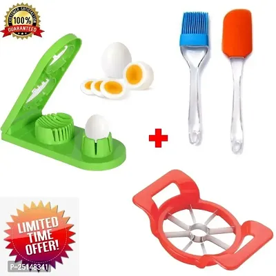 Chronicles Women's First Choice Excellent Premium Quality 1 Egg Slicer 2 in 1 Boiled Egg Cutter / 1 Cutter / 1 Non-Stick Spatula And Oil Brush (Pack Of 3)Kitchen Tools