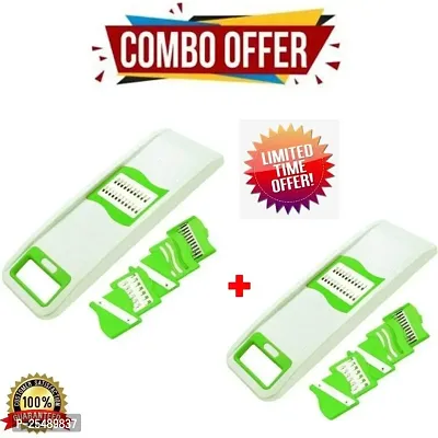 Chronicles New Combo Offer Unbreakable Plastic 6-in-1 Slicer, Cutter for Vegetables,Stainless Steel Blade (Pack Of 2, Multicolor)