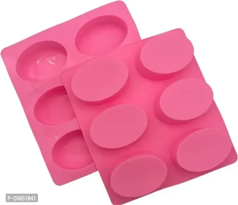 Silicone 6 Cavity Oval Shape Silicone Mould Making Homemade Soap, Pudding Muffin Cake Loaf Brownie Cheesecake (Pack of 1)-thumb0