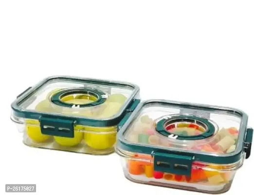 Freshness Preservation Food Storage Container Vegetable Rack Kitchen Storage (Pack of 2) -700ml-thumb0
