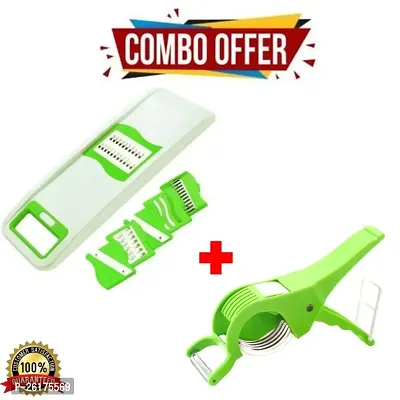 6 in 1 Potato-Onion Slicer / 2 in 1 Vegetable  Fruit Multi Cutter  Peeler (Pack Of 2)