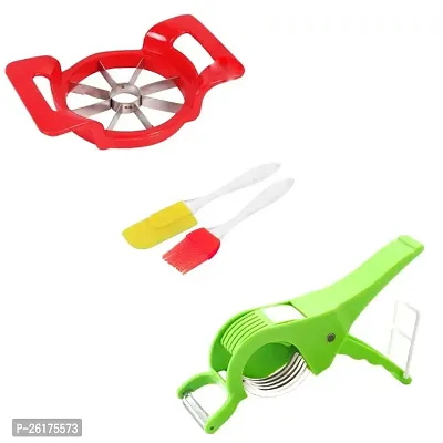 2 in 1 Vegetable  Fruit Multi Cutter  Peeler / 1 Apple Cutter / 1 Non-Stick Spatula And Oil Brush (Pack Of 3)