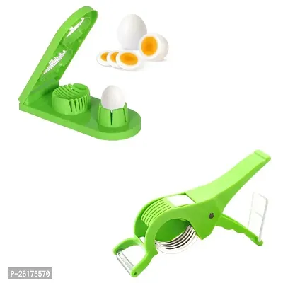 2 in 1 Vegetable  Fruit Multi Cutter  Peeler / 1 Egg Slicer 2 in 1 Boiled Egg Cutter (Pack Of 2)-thumb0