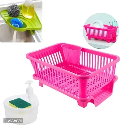 Sink Corner / Double Layer 2 in 1 Liquid soap Dispenser With Sponge Big Size Kitchen Dish Drainer Drying Rack Washing Basket With Tray For Kitchen Rack-thumb0