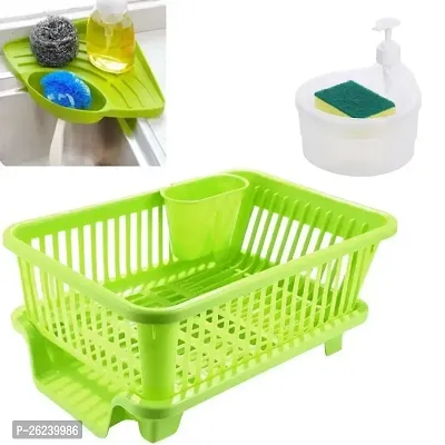 Sink Corner / Double Layer 2 in 1 Liquid soap Dispenser With Sponge Big Size Kitchen Dish Drainer Drying Rack Washing Basket With Tray For Kitchen Rack