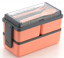 Lunch Boxes 3 Compartment Lunch Box Pack of 1 for Office Men and Lunch Box for Kids, Microwave Safe Lunch Boxes Freezer Safe Food Containers with Spoon for Adults and Kids (Pack of 2 Lunch Box)-thumb1