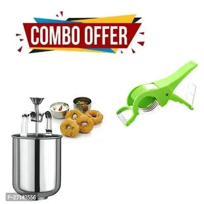 Perfectly Shaped Medu Vada Maker Machine and 1 Vegetable Cutter (Set Of 2)