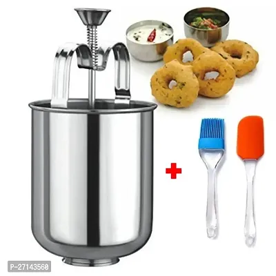 Perfectly Shaped Medu Vada Maker Machine and  1 Non-Stick Spatula And Oil Brush (Set Of 2)-thumb0