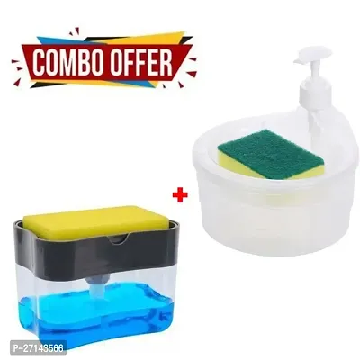 Double Layer Liquid soap Dispenser with Pump and Sponge  Holder