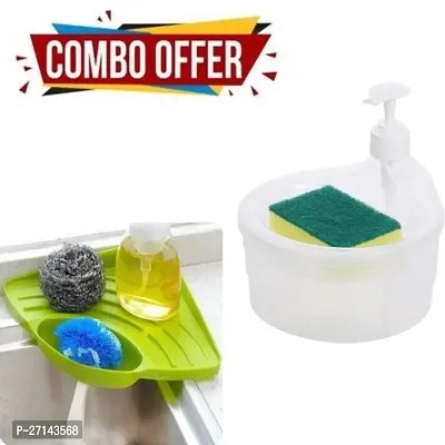 Double Layer 2 in 1 Liquid soap Dispenser with Pump and Sponge-thumb0