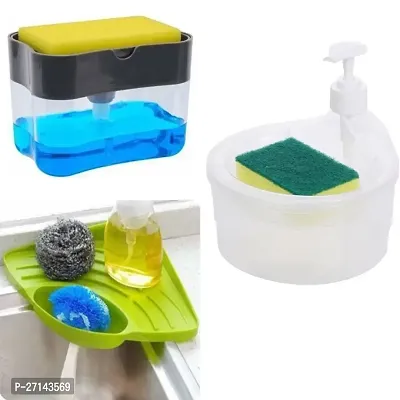 Double Layer Liquid soap Dispenser, Kitchen Soap Dispenser and Pump Sponge Holder