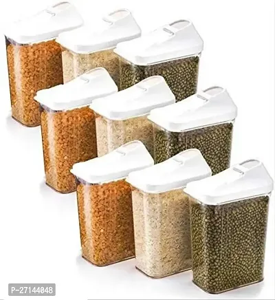 Pack Of 9 Easy Flow 750ml Plastic Kitchen Storage Jars  Container Set, Transparent (Pack of 9, 750ml)