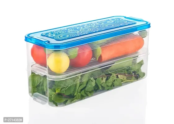 2000 ML - Pack of 2  Fridge Storage Boxes for Vegetables Fridge Organizers Case Refrigerator Containers for Fridge Plastic Fridge Storage Boxes Set for Fish, Meat, Sea Food Multicolor-thumb2