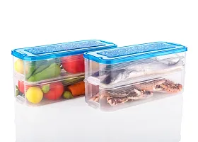 2000 ML - Pack of 2  Fridge Storage Boxes for Vegetables Fridge Organizers Case Refrigerator Containers for Fridge Plastic Fridge Storage Boxes Set for Fish, Meat, Sea Food Multicolor-thumb4