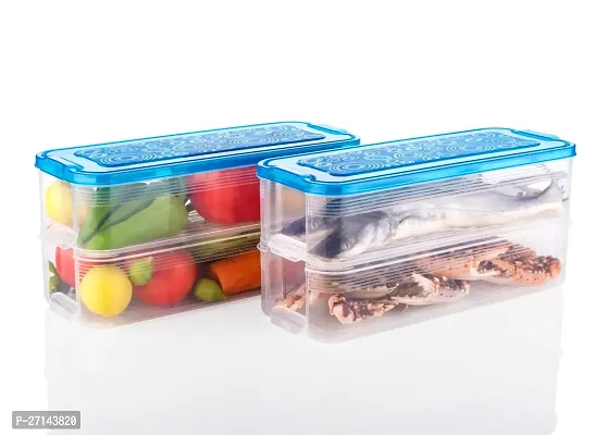 2000 ML - Pack of 2  Fridge Storage Boxes for Vegetables Fridge Organizers Case Refrigerator Containers for Fridge Plastic Fridge Storage Boxes Set for Fish, Meat, Sea Food Multicolor-thumb5