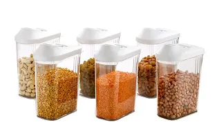 Pack Of 9 Easy Flow 750ml Plastic Kitchen Storage Jars  Container Set, Transparent (Pack of 9, 750ml)-thumb2