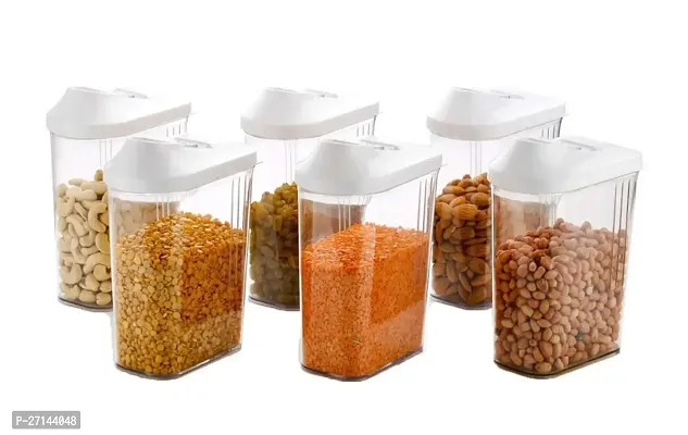 Pack Of 9 Easy Flow 750ml Plastic Kitchen Storage Jars  Container Set, Transparent (Pack of 9, 750ml)-thumb3
