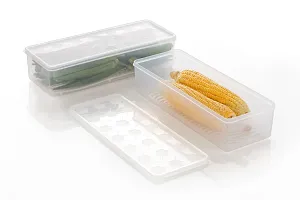 Fridge Storage Container Boxes Organizer, Vegetable Refrigerator Plastic Storage Box For Kitchen For Dry Liquid Food, Stackable Microwave Safe Container (Transparent, Pack Of 4)-thumb1