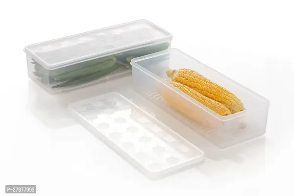Fridge Storage Container Boxes Organizer, Vegetable Refrigerator Plastic Storage Box For Kitchen For Dry Liquid Food, Stackable Microwave Safe Container (Transparent, Pack Of 4)-thumb2