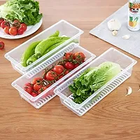 18 Fridge Storage Boxes Fridge Organizer with Removable Drain Plate and Lid Stackable Plastic Fridge Storage Containers for Fish, Meat, Vegetables, Fruits (1500ML)-thumb1