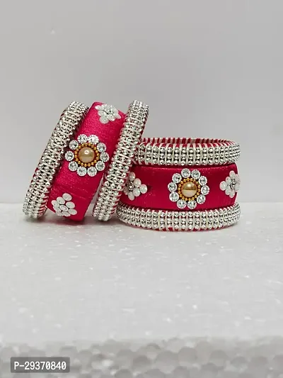 Handmade Silk thread Kundan work Bangles Pack of 6