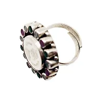 925 Sterling Silver Queen Ginni Ring with Cut Stones and Kundan Adjustable Size-thumb4