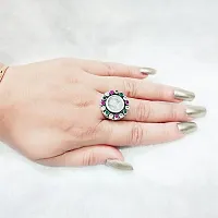 925 Sterling Silver Queen Ginni Ring with Cut Stones and Kundan Adjustable Size-thumb2