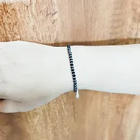 Adjustable 925 Pure Silver Nazariya Bracelet with Black Crystals - Perfect Fit for Boys, Girls, and Women-thumb1