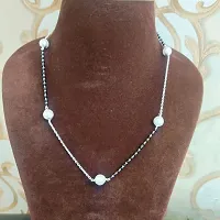 925 Sterling Silver Chain with Pearl  Black Beads | Women's Silver Mangalsutra Necklace-thumb2