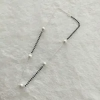 925 Sterling Silver Chain with Pearl  Black Beads | Women's Silver Mangalsutra Necklace-thumb4