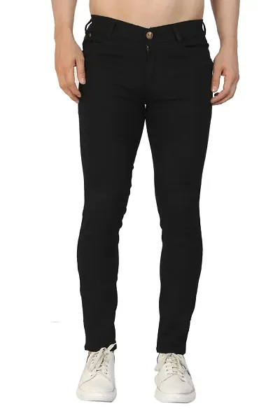 Fashion Slim Men Black Solid Stretchable Jeans