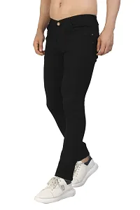 Men Slim Mid Rise Black Solid Jeans-thumb1