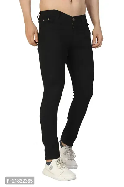 Koetler Fashion Slim Men Black Solid Stretchable Jeans