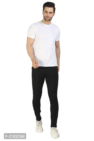 Koetler Fashion Stylish Black Stretchable Solid Mid Rise Men Jeans-thumb0