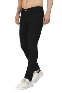 Koetler Fashion Stylish Black Stretchable Solid Mid Rise Men Jeans-thumb1