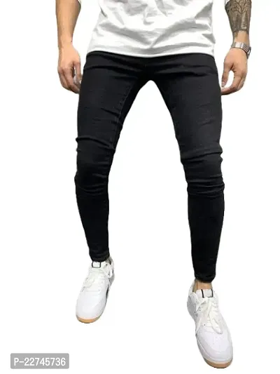 Black Stretchable Solid Men Slimfit Jeans