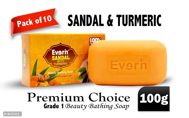 Everin Premium Sandal with Turmeric Beauty  Bathing Soap Pack Of 10 (100 gm Each)