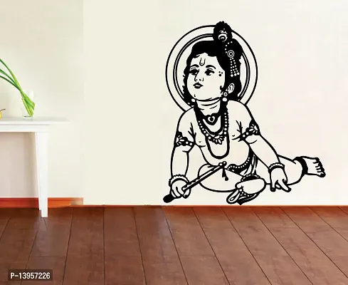 Combo Set of 4 Wall Stickers  | krishna | krishna with cow | krishna Black | Radhe Krishna with Flute-thumb4